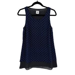 Cabi Tank Top Womens Small Navy Blue Scallop Lined Sleeveless Mermaid Scale